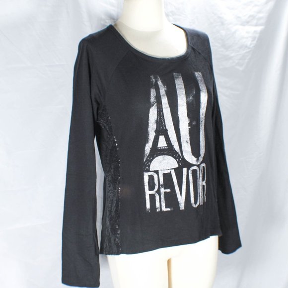 NWT Parisan Goth Black Sequin Graphic Long Sleeve Top Size XL JRS - Picture 2 of 6